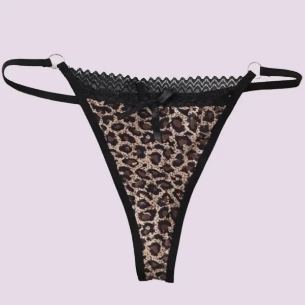 Rosa Juno Γυναικείο sexy εσωρούχο string με λεπτό κορδονάκι animal print καφέ one size ZB7490 BROWN