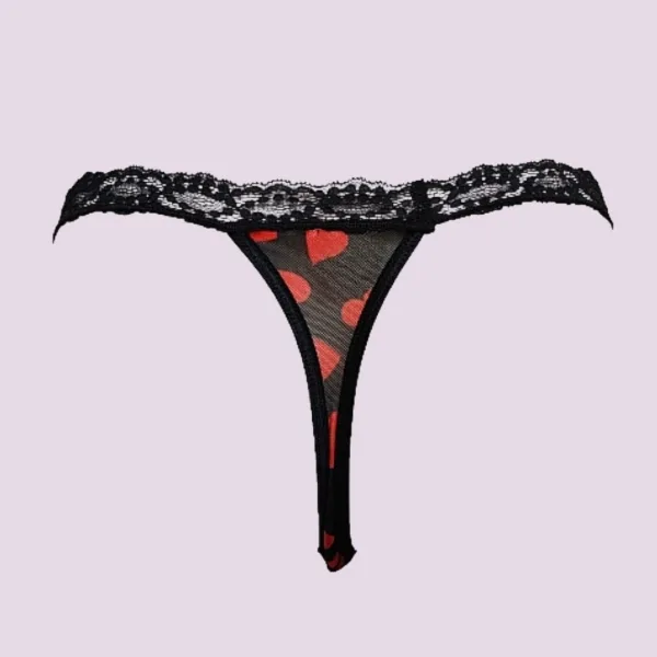 Milena By Paris Γυναικείο set sexy εσωρούχων κόκκινο μαύρο με καρδιές string Valentine's Day V25-933 Συσκευασία δώρου!!!!