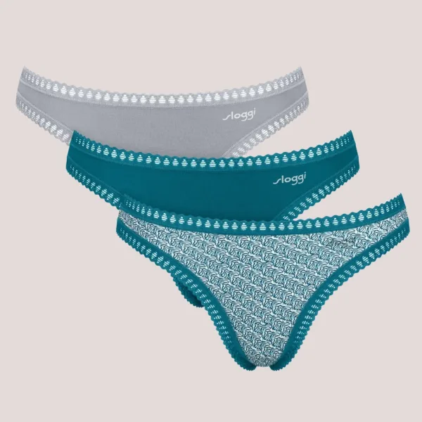 Sloggi Γυναικεία Βαμβακερά εσώρουχα Σλιπ String 3τεμ Οικονομική Συσκευασία Go Crush 10219704.V022/V4