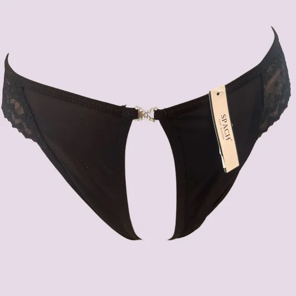 Γυναικείο εσώρουχο αυτοκινήτου ανοιχτό & με στράς στο μπροστινό μέρος  spach open sexy  ST06 Μαύρο Black