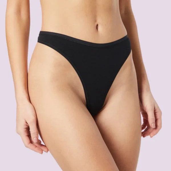 Palco Sciesser Γυναικείο String βαμβακερό εσώρουχο Μαύρο Simply Cotton best emotion 4197 Black