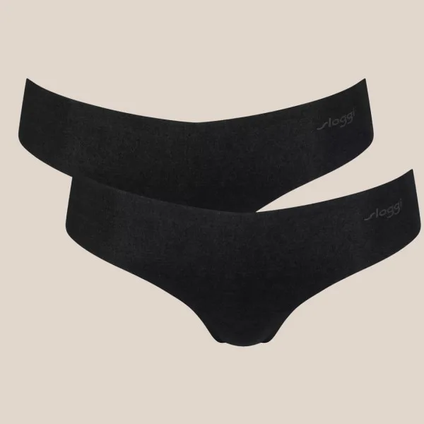 Sloggi Γυναικεία String Χωρίς Ραφές Σετ 2τεμ Μαύρο 10214693.0004 Ζero Modal Invisible