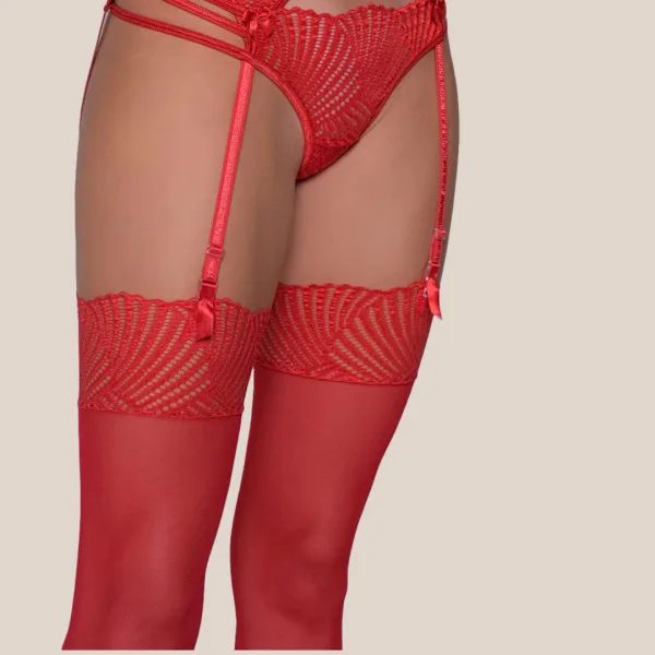 Milena by Paris Stockings Sexy Κόκκινες Κάλτσες με Δαντέλα 005424 Milena by Paris Stockings Sexy Κόκκινες Κάλτσες με Δαντέλα 005424