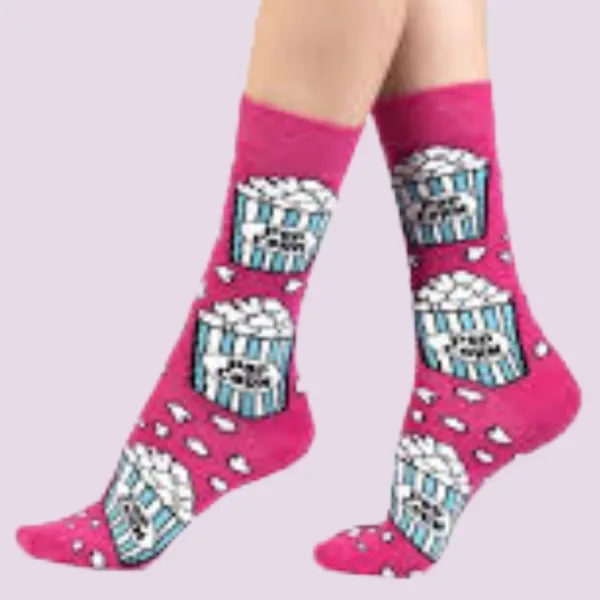 Ozzy γυναικείες βαμβακερές Κάλτσες fashion με σχέδια milk pop corn Σετ 4 τεμ σε υπέροχο κουτί συσκευασίας Δώρου 