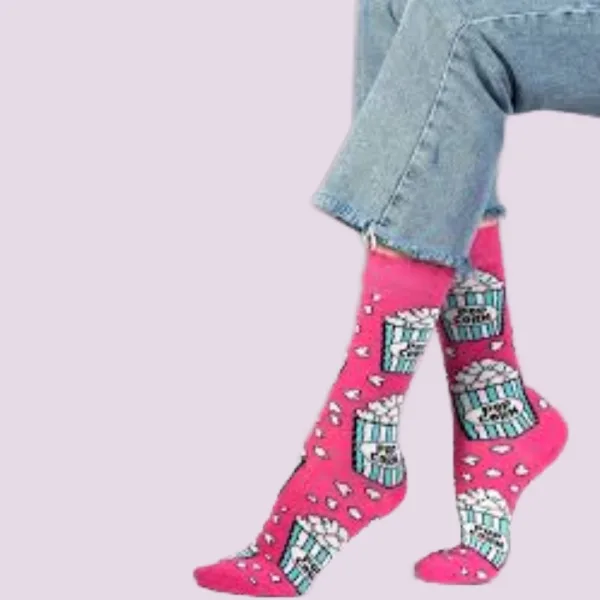 Ozzy γυναικείες βαμβακερές Κάλτσες fashion με σχέδια milk pop corn Σετ 4 τεμ σε υπέροχο κουτί συσκευασίας Δώρου 
