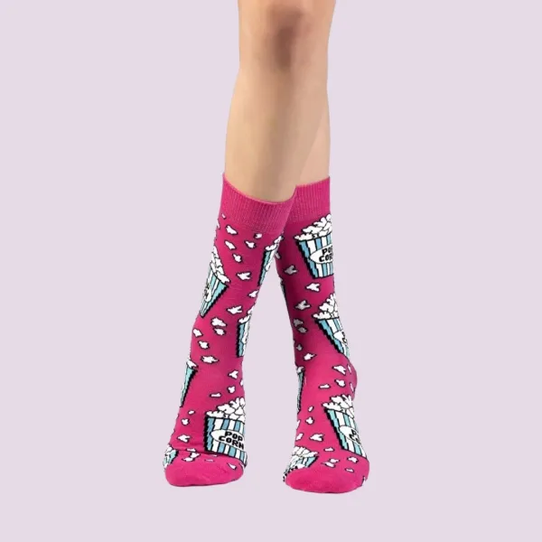 Ozzy γυναικείες βαμβακερές Κάλτσες fashion με σχέδια milk pop corn Σετ 4 τεμ σε υπέροχο κουτί συσκευασίας Δώρου 