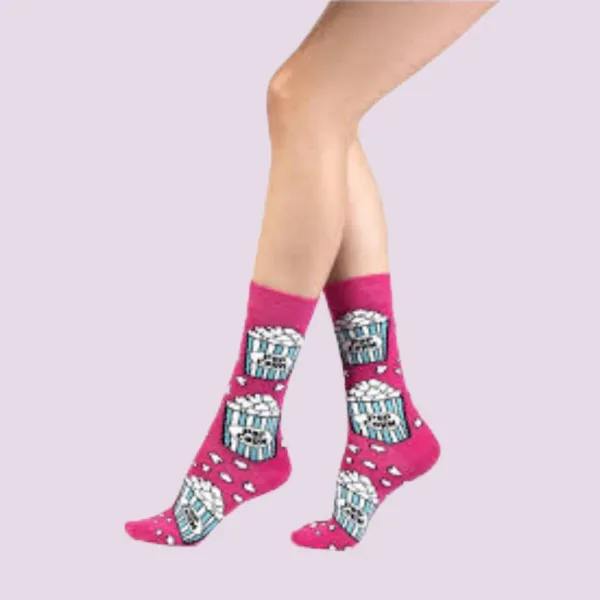 Ozzy γυναικείες βαμβακερές Κάλτσες fashion με σχέδια milk pop corn Σετ 4 τεμ σε υπέροχο κουτί συσκευασίας Δώρου 