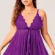 Nathalie Lingerie Γυναικείο Plus Size Μωβ Sexy Νυχτικό  με δώρο String Β2049