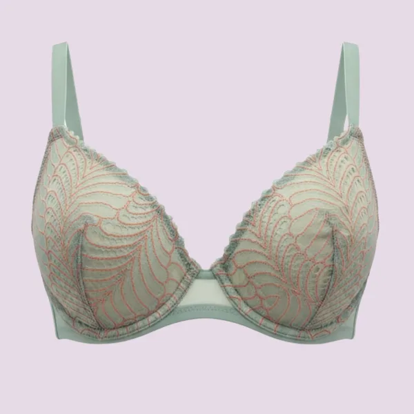 Bonjour Madame Γυναικείο φανταστικό σετ σατέν πιτζάμα πολυτελείας 3 τεμ μέντα ρόμπα παντελόνι & σουτιέν 1317