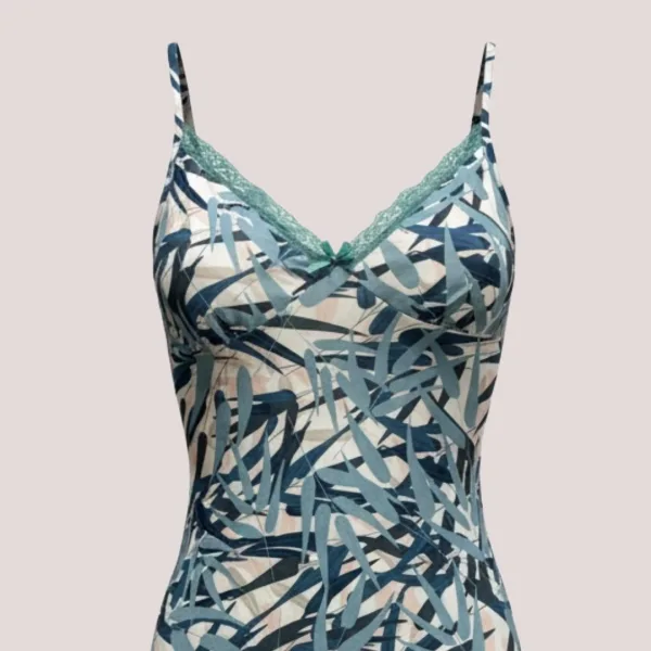 Modalove Γυναικείο  Νυχτικό με Τιραντάκι Κοντό Viscose Βισκόζη Μπλέ με λουλουδάκα γαλάζια 700031