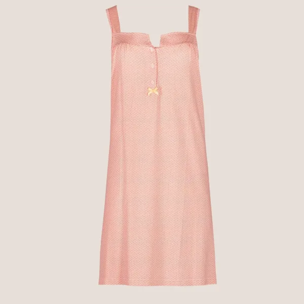 Pink Label Γυναικείο βαμβακερό καλοκαιρινό Νυχτικό με Τιραντάκι & κουμπιά Πορτοκαλί Orange S742