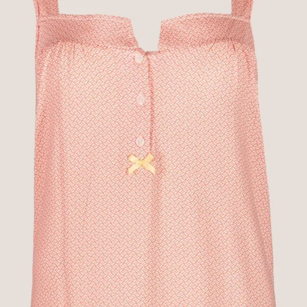 Pink Label Γυναικείο βαμβακερό καλοκαιρινό Νυχτικό με Τιραντάκι & κουμπιά Πορτοκαλί Orange S742