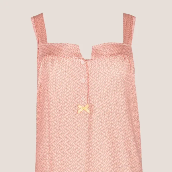 Pink Label Γυναικείο βαμβακερό καλοκαιρινό Νυχτικό με Τιραντάκι & κουμπιά Πορτοκαλί Orange S742