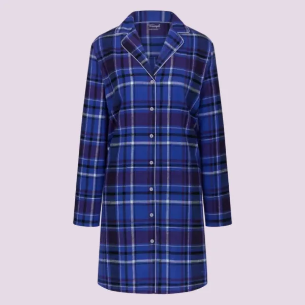 Triumph Boyfriend NDW 01 X Checks Γυναικείo Νυχτικό Μπλέ καρώ με κουμπιά 10225061 Μ008 Οργανικό βαμβάκι Triumph Boyfriend NDW 01 X Checks Γυναικείo Νυχτικό Μπλέ καρώ με κουμπιά 10225061 Μ008 Οργανικό βαμβάκι