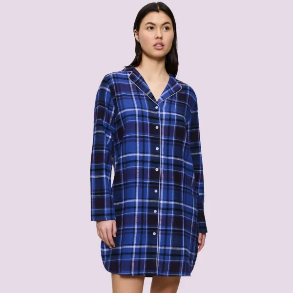 Triumph Boyfriend NDW 01 X Checks Γυναικείo Νυχτικό Μπλέ καρώ με κουμπιά 10225061 Μ008 Οργανικό βαμβάκι Triumph Boyfriend NDW 01 X Checks Γυναικείo Νυχτικό Μπλέ καρώ με κουμπιά 10225061 Μ008 Οργανικό βαμβάκι