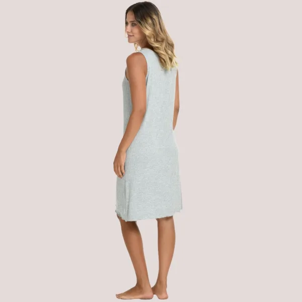 Zen by Daisy Γυναικείο αμάνικο νυχτικό  viscose με τέσσερα κουμπιά γκρί ριπ 87812