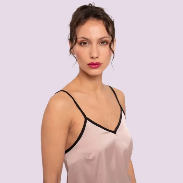 Muydemi Γυναικείο σατεν νυχτικό 210052 bronze χρώμα & ρυθμιζόμενες τιράντες 