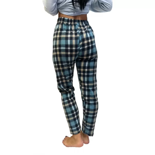 Rinda Mood Γυναικείο Παντελόνι Πυτζάμας Fleece Καρό με Μπλέ Πετρόλ αποχρώσεις Mix & Match Rinda.Petrol 