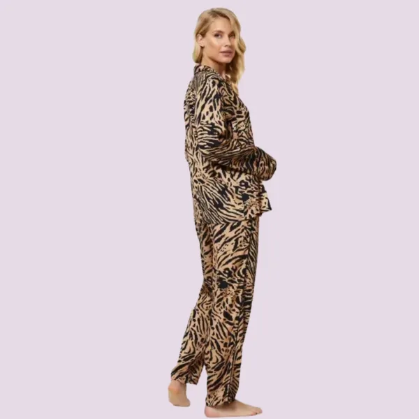 Aruelle Γυναικείο σετ πιτζάμας animal print 100% viscose πουκαμίσα με κουμπιά & παντελόνι με τσέπες Shani Dream with us 