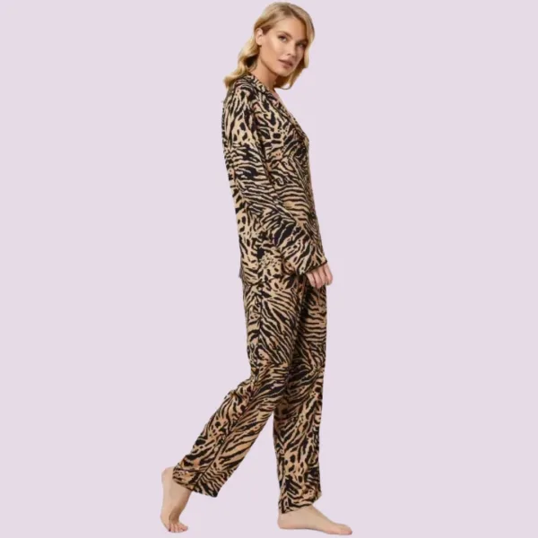 Aruelle Γυναικείο σετ πιτζάμας animal print 100% viscose πουκαμίσα με κουμπιά & παντελόνι με τσέπες Shani Dream with us 