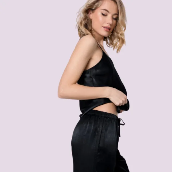 Aruelle Γυναικείο σετ πιτζάμας Viscose μαύρη πολυτελείας top & παντελόνι μακρύ Dominique Black Aruelle Γυναικείο σετ πιτζάμας Viscose μαύρη πολυτελείας top & παντελόνι μακρύ Dominique Black
