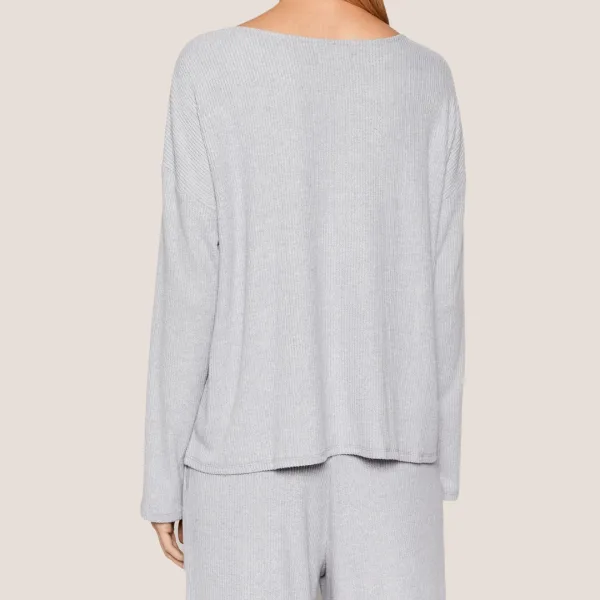 DKNY Γυναικεία χειμωνιάτικη Homewear Cozy Πιτζάμα Βαμβακερή Γκρί Ριπ YI2822501 DKNY Γυναικεία χειμωνιάτικη Homewear Cozy Πιτζάμα Βαμβακερή Γκρί Ριπ YI2822501