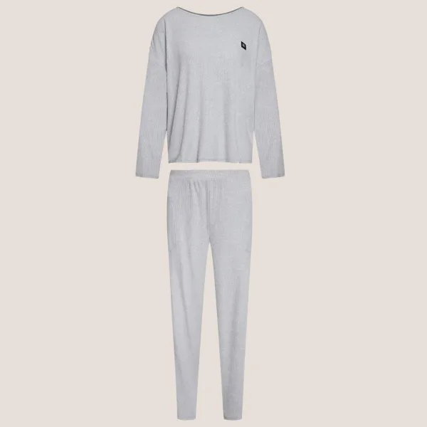 DKNY Γυναικεία χειμωνιάτικη Homewear Cozy Πιτζάμα Βαμβακερή Γκρί Ριπ YI2822501 DKNY Γυναικεία χειμωνιάτικη Homewear Cozy Πιτζάμα Βαμβακερή Γκρί Ριπ YI2822501
