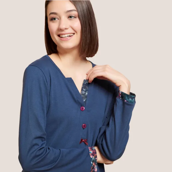 Jeannette Γυναικεία Χειμερινή Βαμβακερή Πιτζάμα Homewear με πατιλέτα ιδανική για μαιευτήριο μεγάλα μεγέθη Μπλέ 7730 Jeannette Γυναικεία Χειμερινή Βαμβακερή Πιτζάμα Homewear με πατιλέτα ιδανική για μαιευτήριο μεγάλα μεγέθη Μπλέ 7730