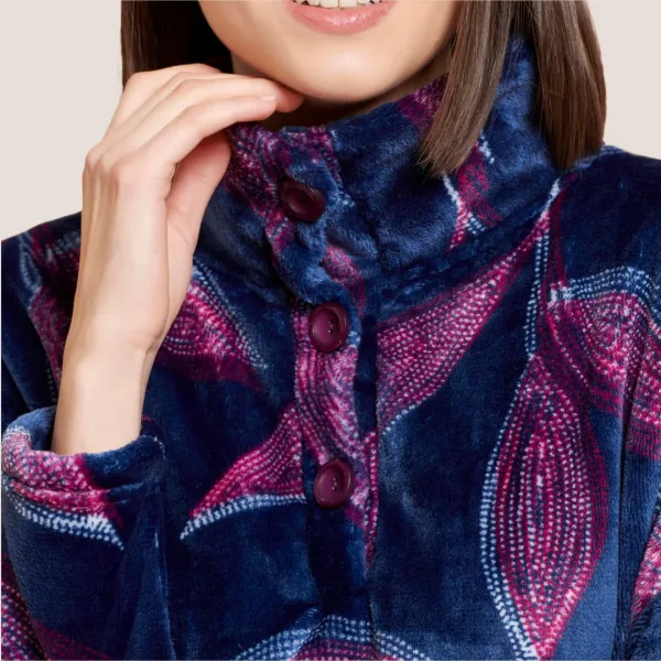 Jeannette Γυναικεία Χειμερινή Πιτζάμα Homewear με πατιλέτα fleece Μπλέ χρώμα και φούξια λεπτομέρειες 7742 Jeannette Γυναικεία Χειμερινή Πιτζάμα Homewear με πατιλέτα fleece Μπλέ χρώμα και φούξια λεπτομέρειες 7742