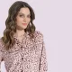 Jeannette Γυναικεία Πιτζάμα Μακρυμάνικη χειμωνιάτικη κουμπωτή εκρού με σχέδια 8130