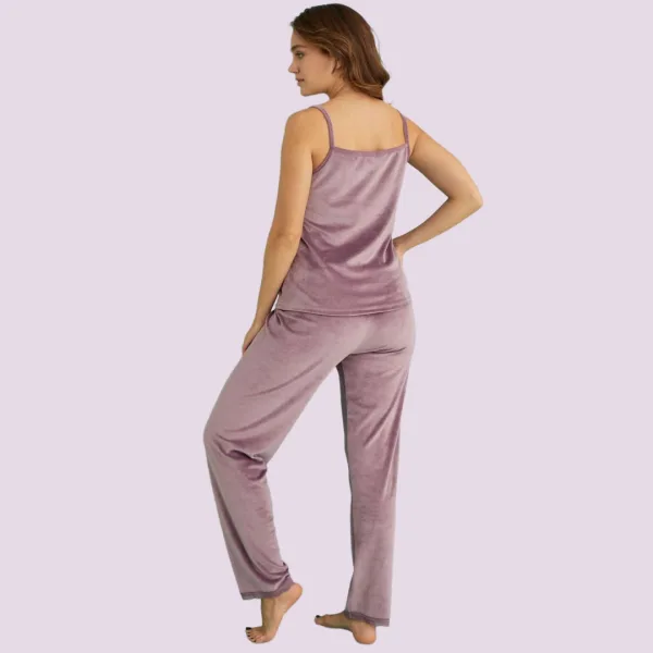 Mihra Γυναικεία Χειμερινή Βελούδινη Πιτζάμα Λιλά Σετ 3τεμ Τοπ-Ρόμπα-Μακρύ Παντελόνι 13402-R322