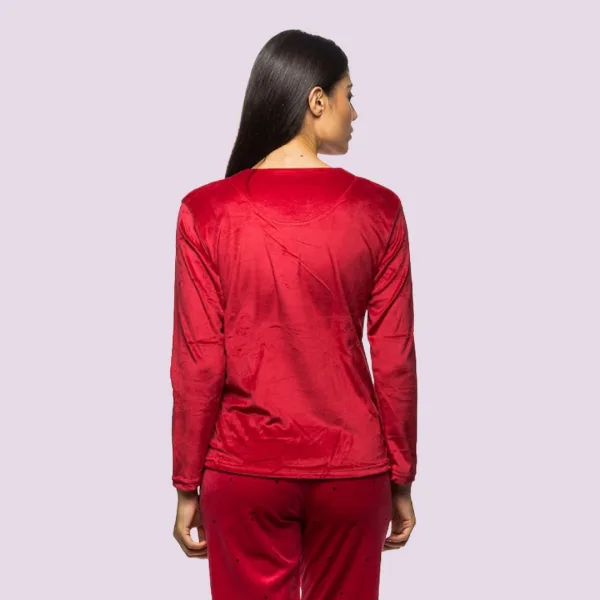 Mihra γυναικεία Μπορντώ βελούδινη πιτζάμα ladies night 13166 Bordaux