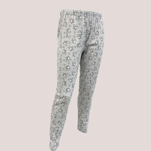 Γυναικεία Βαμβακερή ζεστή Πιτζάμα fashion με σχέδιο προβατάκια Πετρόλ μπλούζα με κουμπιά και γκρί παντελόνι Happy Valentine's  F5683 Petrol