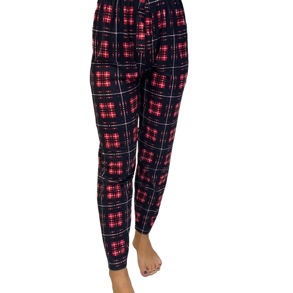 Rinda Mood Γυναικείο χειμερινό Παντελόνι Πυτζάμας σε υπέροχο Μπλέ Κόκκινο Καρό Mix & Match Rinda.Blue.Red
