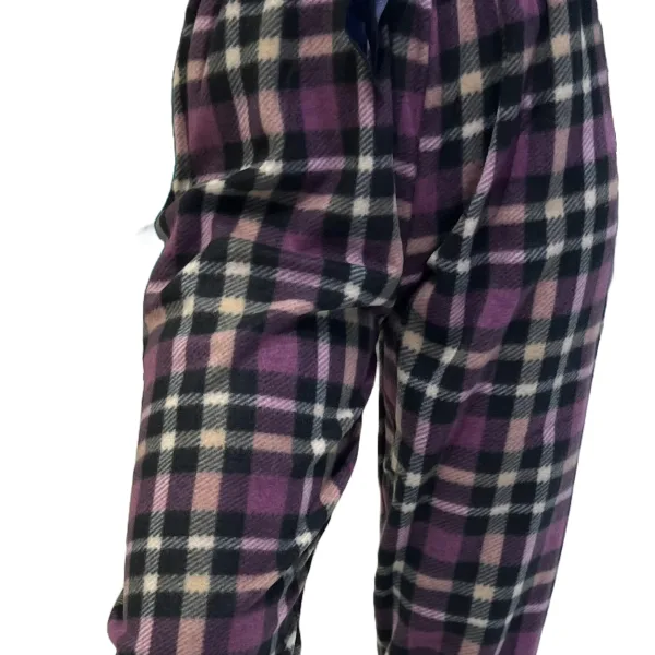 Rinda Mood Γυναικείο Παντελόνι Πυτζάμας Fleece Μώβ Καρό Mix & Match Rinda.Purple