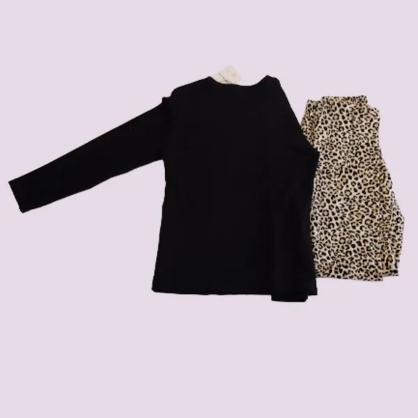 Γυναικεία Χειμερινή Πιτζάμα Mαύρη Μπλούζα λεοπάρ παντελόνι  Animal.print.Minnie