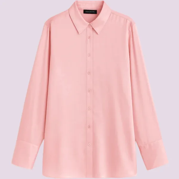 Γυναικείο Σετ σατέν πιτζάμας 3 τεμ πουκάμισο μπούστο & παντελόνι Ροζ Pink SY6335