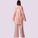 Γυναικείο Σετ σατέν πιτζάμας 3 τεμ πουκάμισο μπούστο & παντελόνι Ροζ Pink SY6335