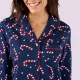 Moony Homewears Γυναικεία Χειμερινή Χριστουγεννιάτικη Πιτζάμα με κουμπιά candy γλυφειτζούρια Christams.Blue μπλέ
