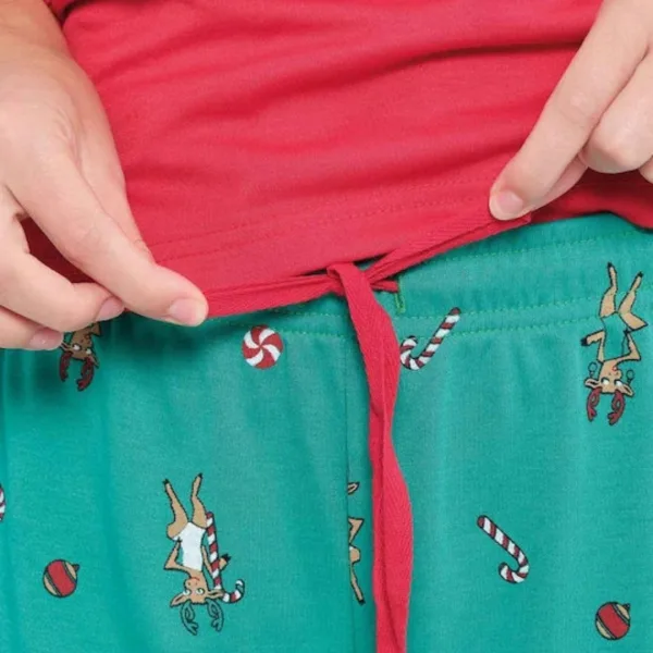 Muydemi βαμβακερή γυναικεία χριστουγεννιάτικη πυτζάμα κόκκινη πράσινη με φανταστικά σχέδια 290052