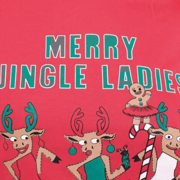 Muydemi βαμβακερή γυναικεία χριστουγεννιάτικη πυτζάμα κόκκινη πράσινη με φανταστικά σχέδια 290052