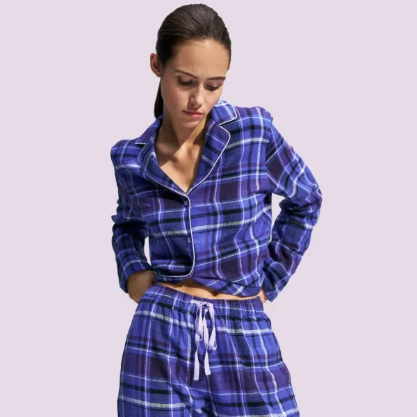 Triumph Boyfriend PW 01 Checks X Γυναικεία Πυτζάμα Μπλέ καρώ με κουμπιά 10225075 Μ008 Οργανικό βαμβάκι Triumph Boyfriend PW 01 Checks X Γυναικεία Πυτζάμα Μπλέ καρώ με κουμπιά 10225075 Μ008 Οργανικό βαμβάκι