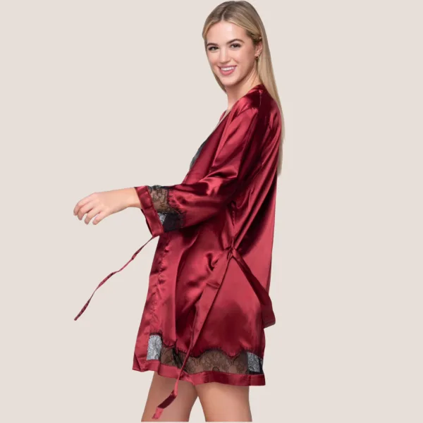 Luna Prestige Satin Γύναικεία Σατέν Ρόμπα Μπορντώ με λεπτομέρειες μαύρης δαντέλας στο τελείωμα 82004 Robe kimono Luna Prestige Satin Γύναικεία Σατέν Ρόμπα Μπορντώ με λεπτομέρειες μαύρης δαντέλας στο τελείωμα 82004 Robe kimono