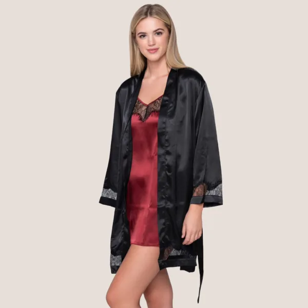 Luna Prestige Satin Γύναικεία Σατέν Ρόμπα Μαύρη με λεπτομέρειες δαντέλας στο τελείωμα 82004 Robe kimono Luna Prestige Satin Γύναικεία Σατέν Ρόμπα Μαύρη με λεπτομέρειες δαντέλας στο τελείωμα 82004 Robe kimono