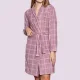 Asel Γυναικεία Χειμερινή Ρόμπα δετή Ροζ Λιλά καρώ fleece 8206 Pink
