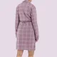 Asel Γυναικεία Χειμερινή Ρόμπα δετή Ροζ Λιλά καρώ fleece 8206 Pink