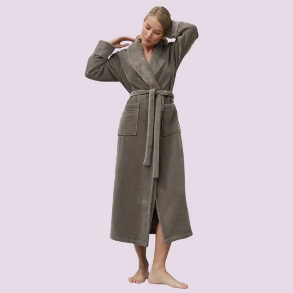 Aruelle Esme Γυναικεία Χειμωνιάτική Ρόμπα Πολυτελείας με ζώνη Γκρί  39.01.23.871