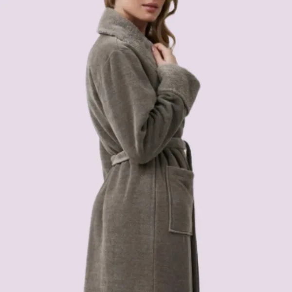 Aruelle Esme Γυναικεία Χειμωνιάτική Ρόμπα Πολυτελείας με ζώνη Γκρί  39.01.23.871