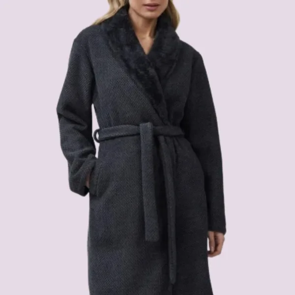 Aruelle Γυναικεία Χειμωνιάτική  Ρόμπα Πολυτελείας με ζώνη Luxry Loungewear  Grey Γκρί  Georgia 39.01.23.878