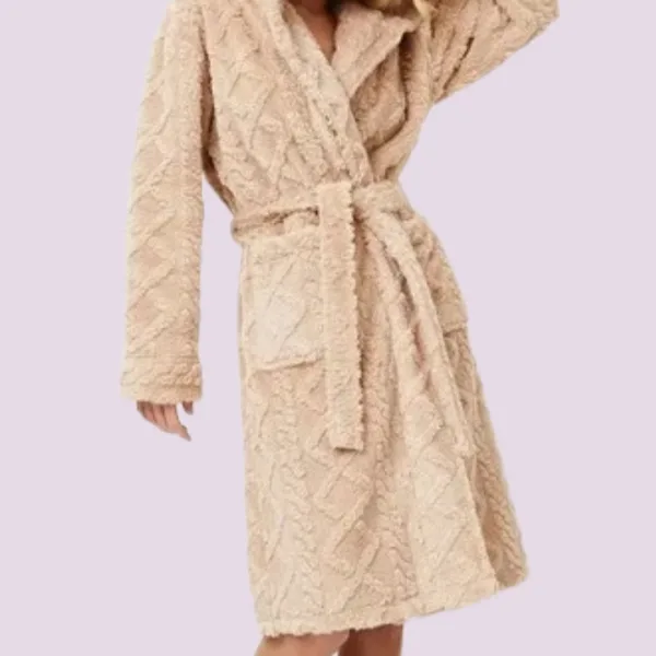 Aruelle Γυναικεία Ζεστή Ρόμπα Απαλή Fleece Πολυτελείας με κουκούλα Beige Odette Bathrobe 39.01.23.692